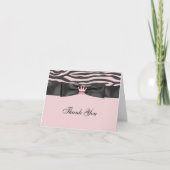 Roze Zebra Roze Zwarte Prinses Dank u Kaarten (Voorkant)