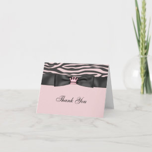Roze Zebra Roze Zwarte Prinses Dankkaartjes Bedankkaart