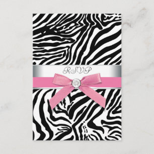 Roze Zebra RSVP-kaart RSVP Kaartje