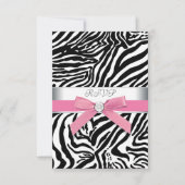 Roze Zebra RSVP-kaart RSVP Kaartje (Voorkant)