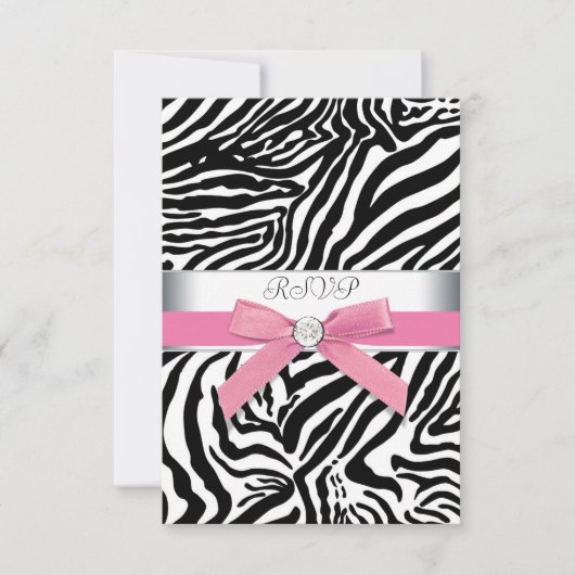 Roze Zebra RSVP-kaart RSVP Kaartje (Voorkant)