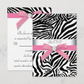 Roze Zebra RSVP-kaart RSVP Kaartje (Voorkant / Achterkant)