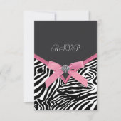 Roze Zebra RSVP-kaarten RSVP Kaartje (Voorkant)