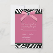 Roze Zebra RSVP-kaarten RSVP Kaartje (Achterkant)