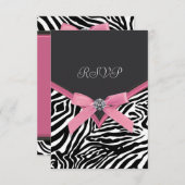 Roze Zebra RSVP-kaarten RSVP Kaartje (Voorkant / Achterkant)