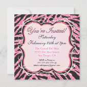 Roze Zebra Sequin 40th Birthday Party Invitations Kaart (Achterkant)