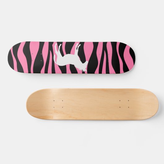 Roze Zebra skateboard (Horizontaal)