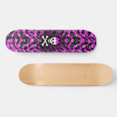Roze Zebra Skull Prinses Skateboard (Horizontaal)