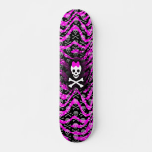 Roze Zebra Skull Prinses Skateboard