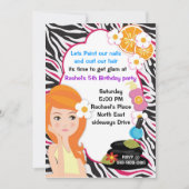 Roze Zebra spa-uitnodiging Kaart (Voorkant)