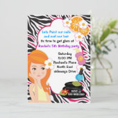 Roze Zebra spa-uitnodiging Kaart (Staand voorkant)