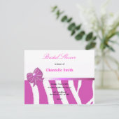 Roze Zebra Streep Bruiloftsuitnodiging Kaart (Staand voorkant)