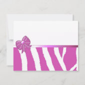 Roze Zebra Streep Bruiloftsuitnodiging Kaart (Achterkant)