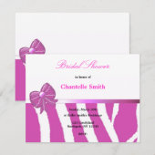 Roze Zebra Streep Bruiloftsuitnodiging Kaart (Voorkant / Achterkant)