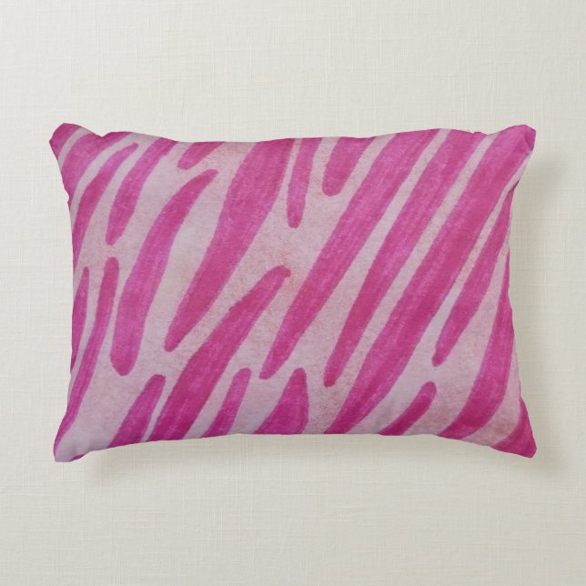 Roze zebra strepen accent kussen (Voorkant)
