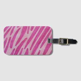 Roze zebra strepen bagagelabel