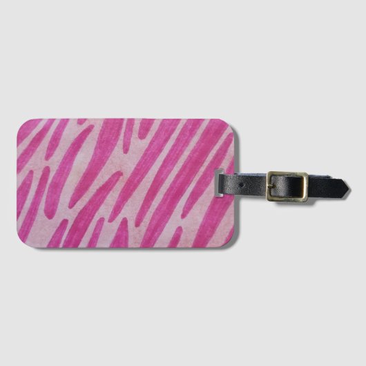 Roze zebra strepen bagagelabel (Voorkant (horizontaal))