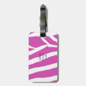 Roze zebra strepen bagagelabel (Achterkant verticaal)