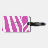 Roze zebra strepen bagagelabel (Achterkant horizontaal)
