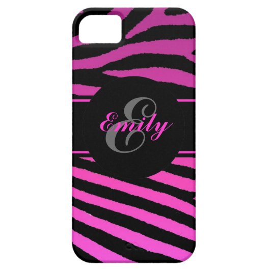  roze zebra strepen iPhone 5 hoesje (Achterkant)