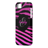  roze zebra strepen iPhone 5 hoesje (Achterkant Links)
