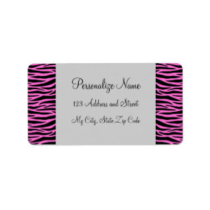 Roze Zebra Strepen Labels