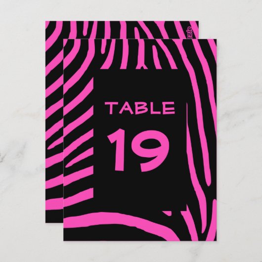 Roze Zebra Strepen Tafelnummer (Voorkant / Achterkant)