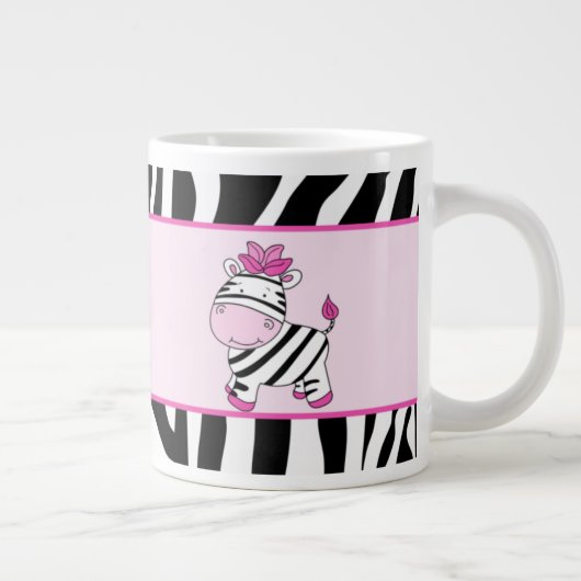 Roze Zebra Stripe 20oz Jumbo Coffee Mok met Zebra (Rechts)