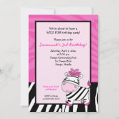 Roze Zebra Stripe 5x7 uitnodiging van vrijdag (Voorkant)