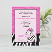 Roze Zebra Stripe 5x7 uitnodiging van vrijdag (Staand voorkant)