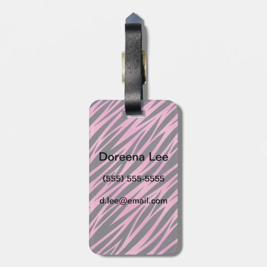 Roze Zebra Stripe achtergrond Bagagelabel (Achterkant verticaal)