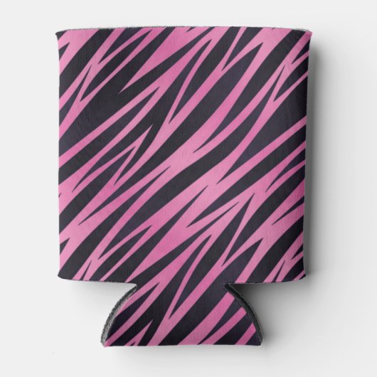 Roze Zebra Stripe Achtergrond Blikjeskoeler (Voorkant)
