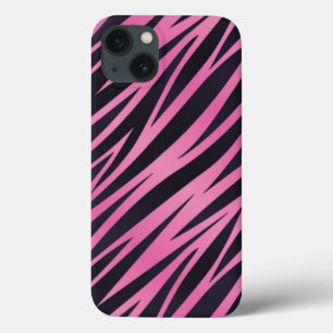 Roze Zebra Stripe achtergrond iPhone 13 Hoesje