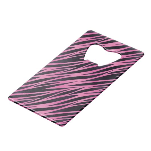 Roze Zebra Stripe achtergrond Creditkaart Flessenopener (Voorkant Gekanteld)