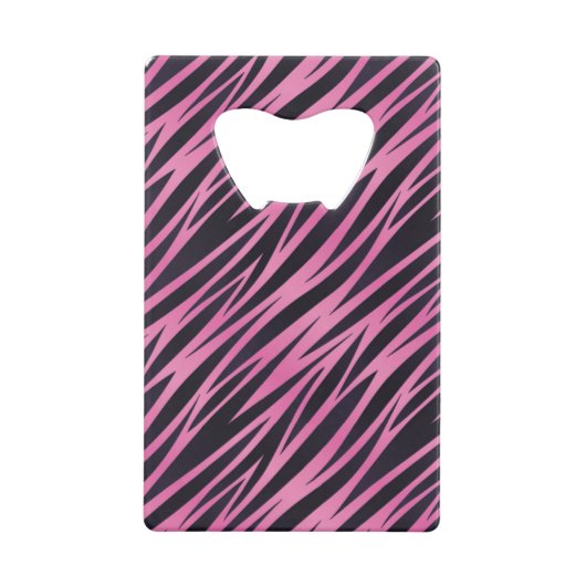 Roze Zebra Stripe achtergrond Creditkaart Flessenopener (Achterkant)