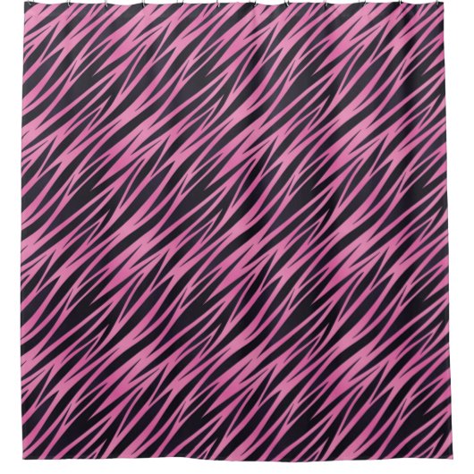 Roze Zebra Stripe achtergrond Douchegordijn (Voorkant)