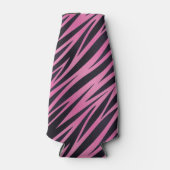 Roze Zebra Stripe Achtergrond Flesjeskoeler (Voorkant)