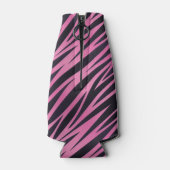 Roze Zebra Stripe Achtergrond Flesjeskoeler (Achterkant)