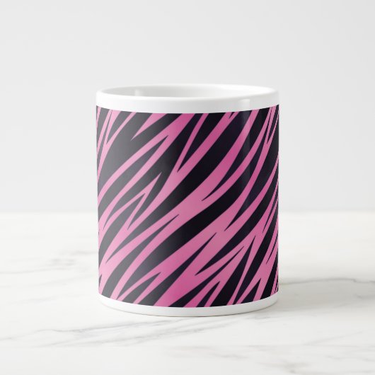 Roze Zebra Stripe achtergrond Grote Koffiekop (Voorkant)