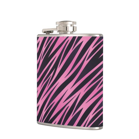 Roze Zebra Stripe achtergrond Heupfles (Links)