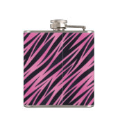 Roze Zebra Stripe achtergrond Heupfles (Achterkant)