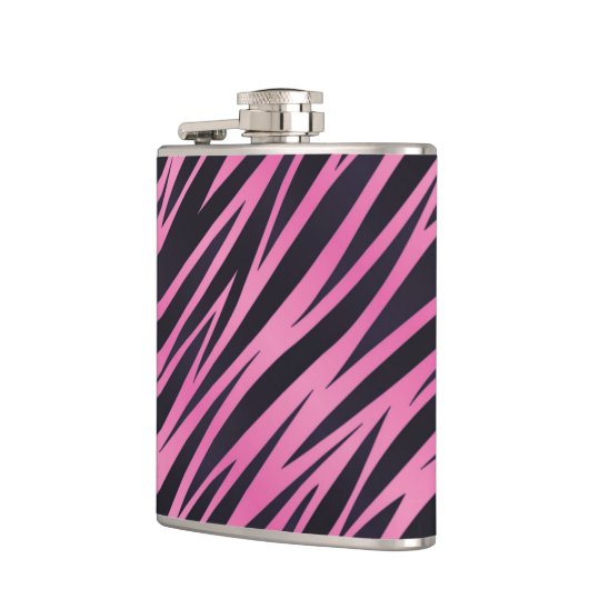 Roze Zebra Stripe achtergrond Heupfles (Links)