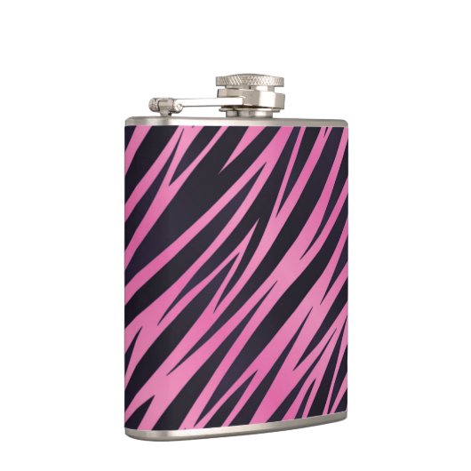 Roze Zebra Stripe achtergrond Heupfles (Rechts)