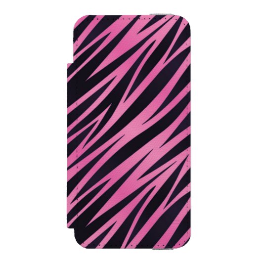Roze Zebra Stripe achtergrond Incipio iPhone Portemonnee Hoesje (Voorkant Agenda)
