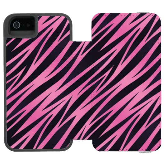 Roze Zebra Stripe achtergrond Incipio iPhone Portemonnee Hoesje (Agenda Open)