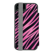 Roze Zebra Stripe achtergrond Incipio iPhone Portemonnee Hoesje (Agenda Achterkant)