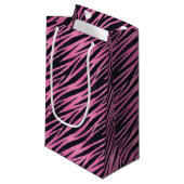 Roze Zebra Stripe achtergrond Klein Cadeauzakje (Voorkant Gekanteld)