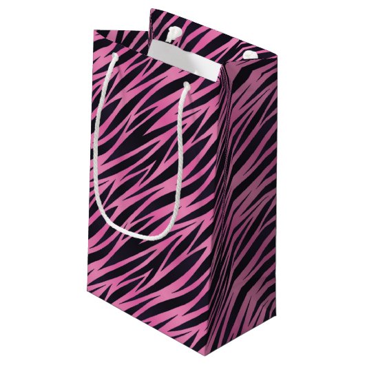 Roze Zebra Stripe achtergrond Klein Cadeauzakje (Achterkant Gekanteld)
