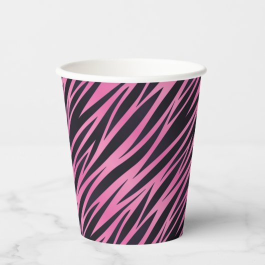 Roze Zebra Stripe achtergrond Papieren Bekers (Voorkant)