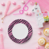 Roze Zebra Stripe achtergrond Papieren Bordje (Feest)